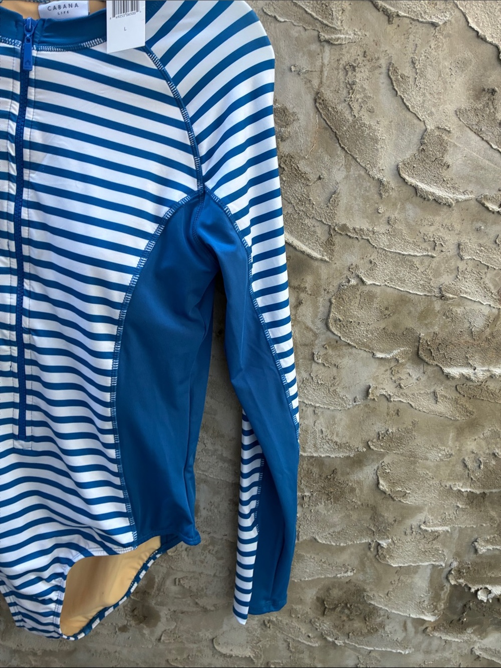 Cabana Life Blue & White Striped Long Sleeve One-Piece Rash Suit SPF 50 L - Picture 6 of 9
